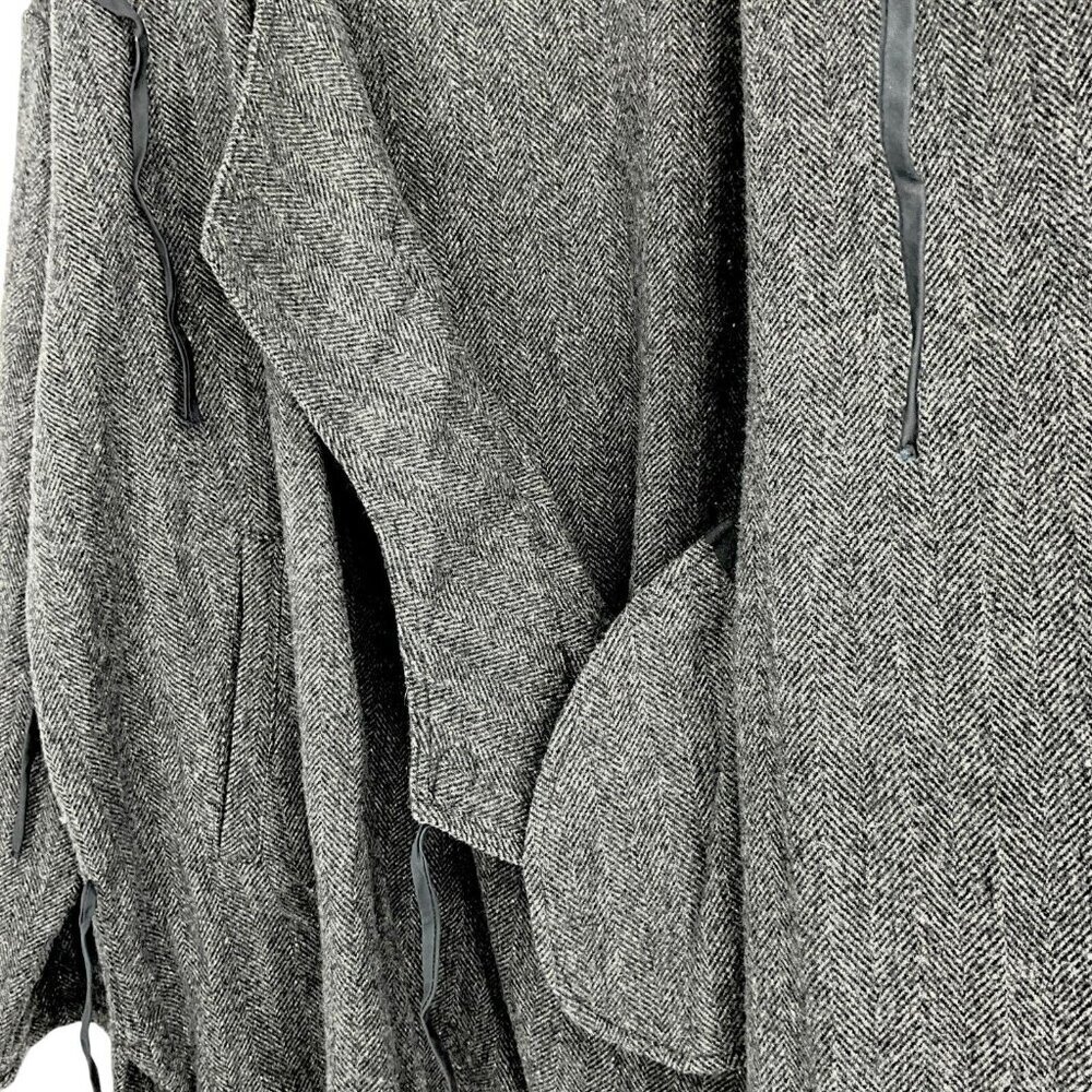 Monitaly AW 16 Size S Men's Jacket Grey Wool Blend Side Closure Wrap Style - Picture 4 of 13